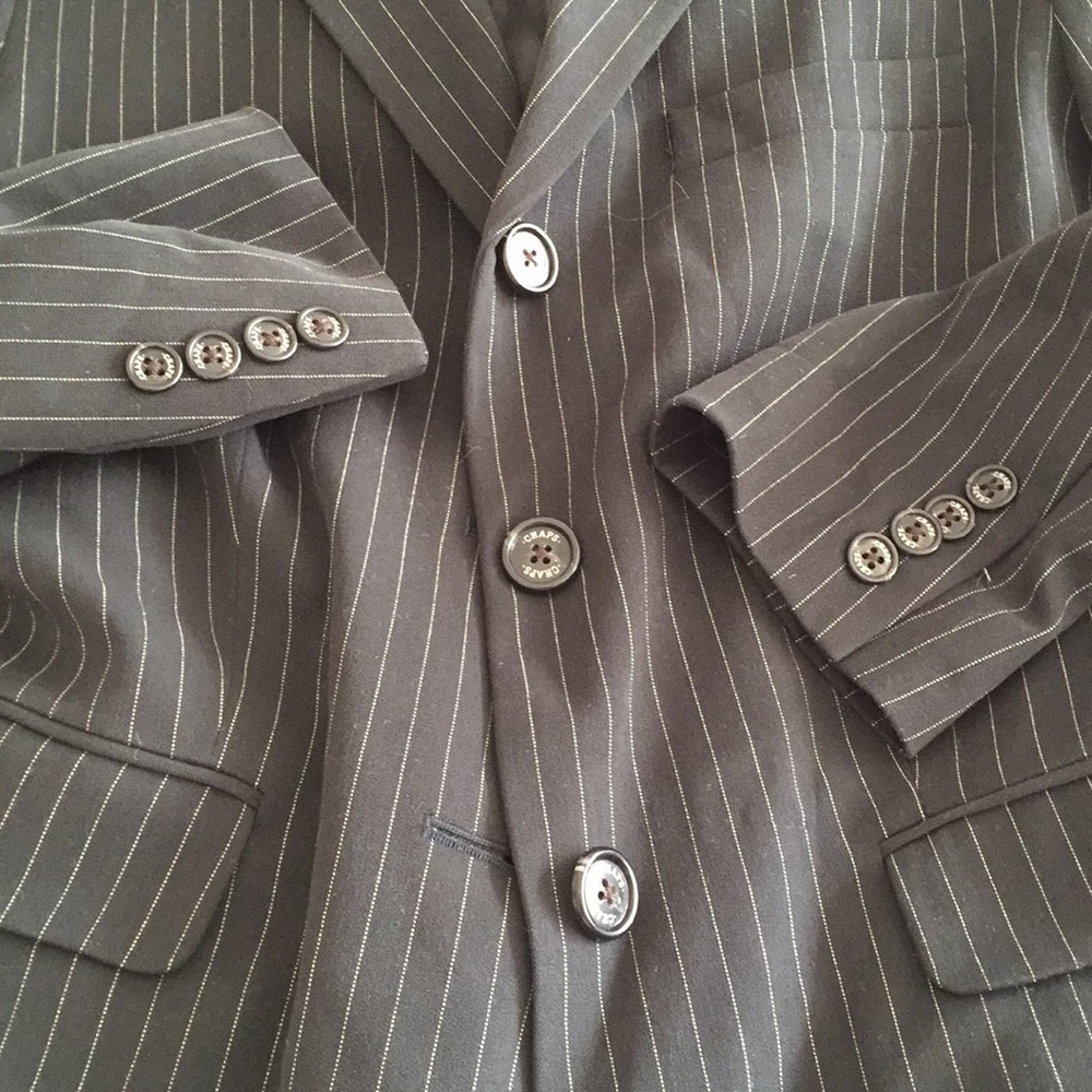 Ralph Lauren Chaps Black Pinstripe Blazer Tailored Jacket Size 8 - Picture 8 of 9